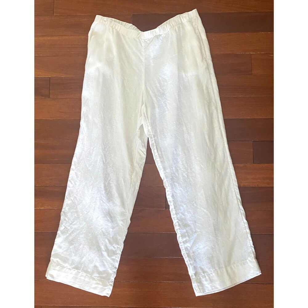 J. Jill Women's M 100% Linen Pants Casual Mid Rise Lightweight Coastal Beach